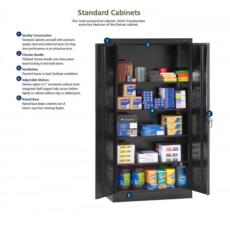 Mighty Rock Standard Welded Storage Cabinet, 4 Shelves, 200 lbs Capacity per Shelf, 36" Width x 72" Height x 24" Depth, Black